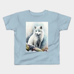 Arctic Fox - Watercolor Paint Kids T-Shirt